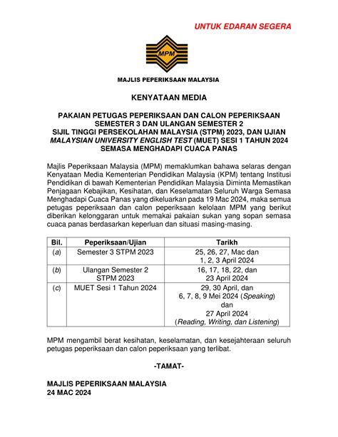 result stpm sem 3 2024|KENYATAAN MEDIA RALAT KEPUTUSAN PEPERIKSAAN .